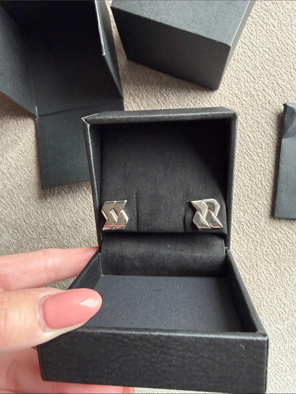 VERSACE Silver Greca Earrings Brand New